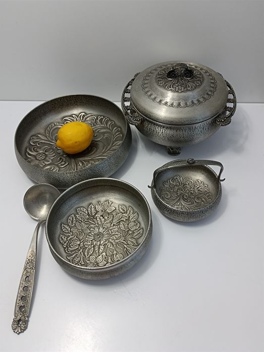 Norweski zestaw naczyń z cyny EIK, antyk, nordycki styl, wikingowie