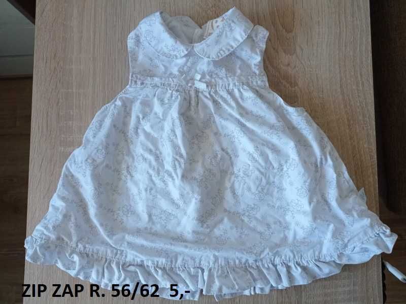 Biała sukienka w kwiatki marki ZIP ZAP na guziczki to zamiar 56/62