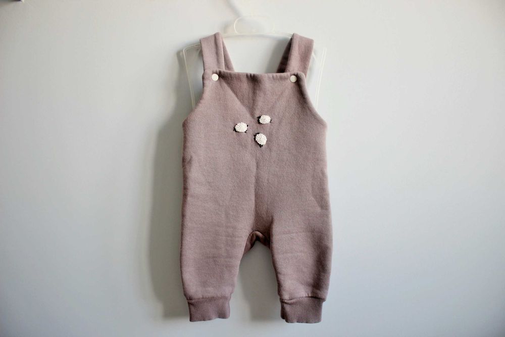 Дитячий комбінезон на флісі, полукомбінезон з вишивкою, 62 розмір