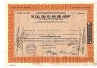 Bonds Shares Ações The Lima Cord Sole and Heel Company 1938 USA