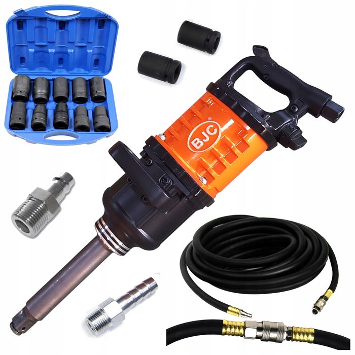 Klucz Udarowy Pneumatyczny Bjc 997 1' 5500Nm 2 Nasadki Wąż Zestaw