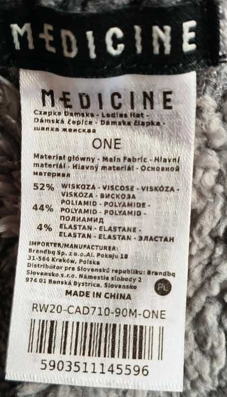 Ciepła- na polarze czapka Medicine nowa popiel