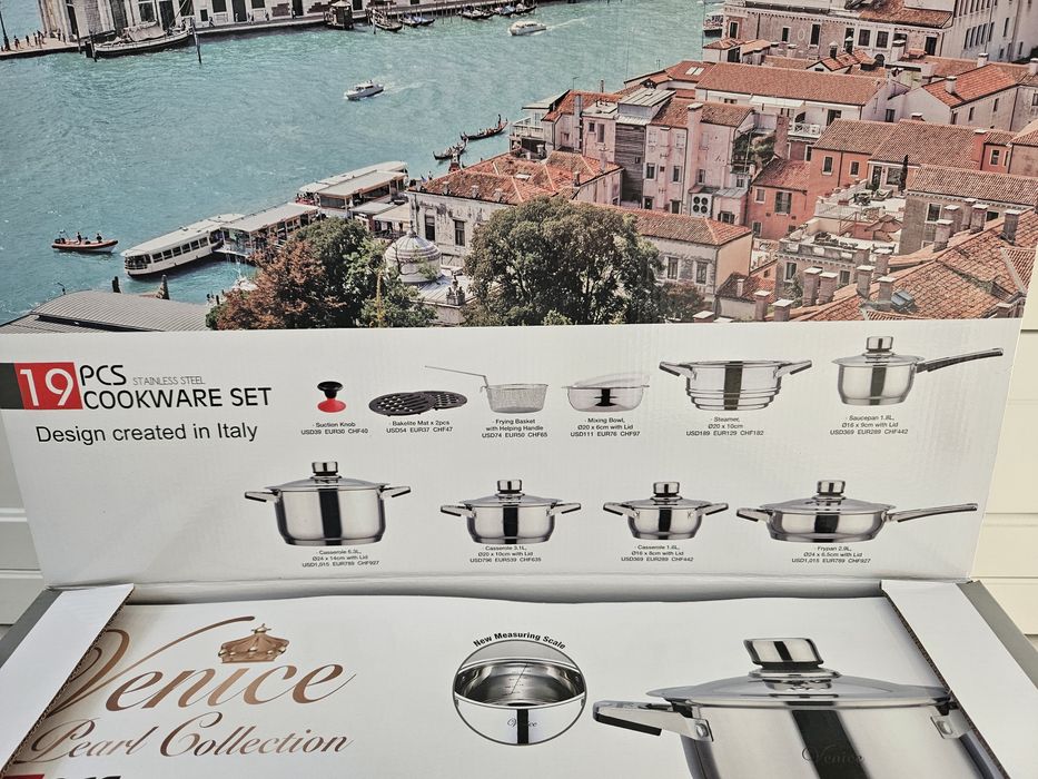 Duży zestaw garnki stal szlachetna Paul Caltier okazja