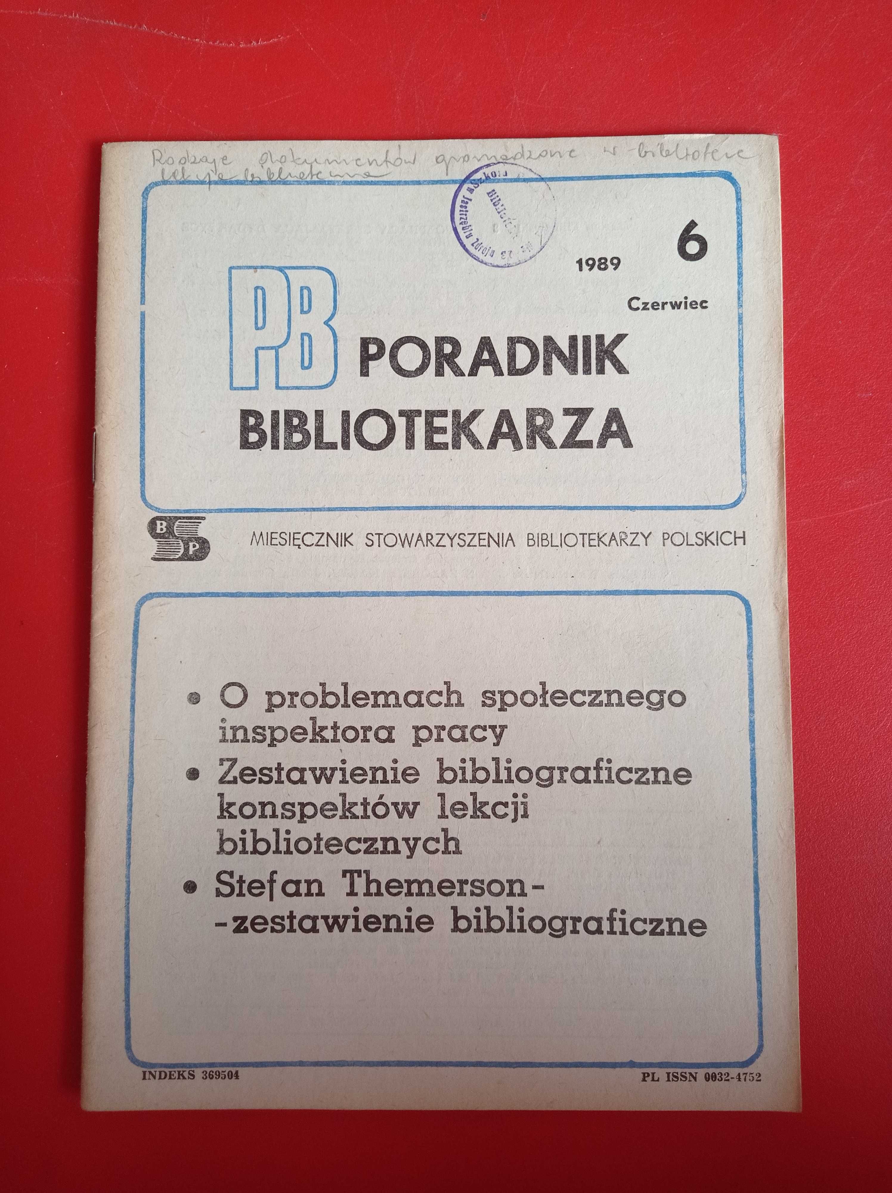 Poradnik Bibliotekarza, nr 6/1989, czerwiec 1989