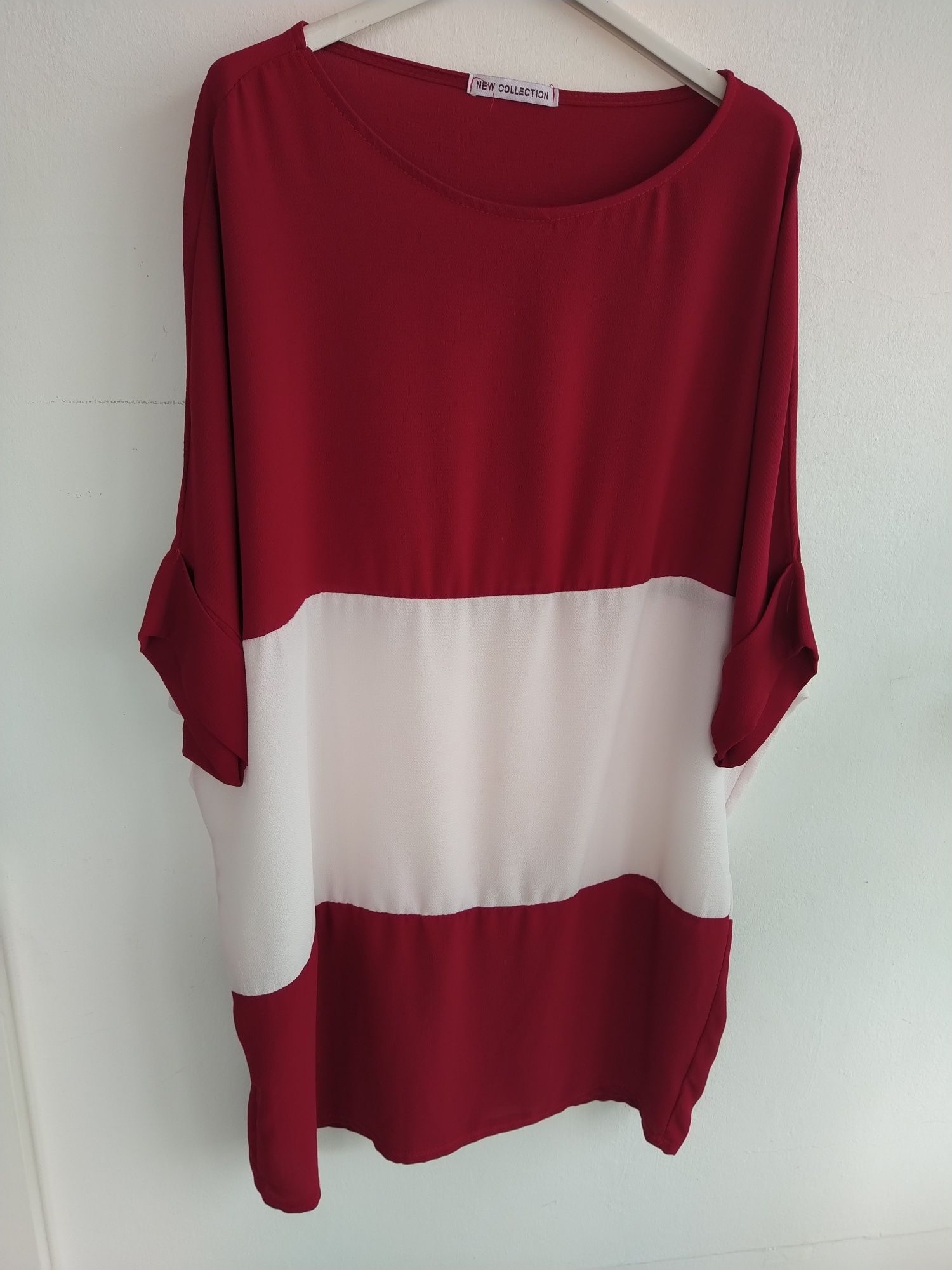 Túnica / vestido vermelho e branco - Tamanho único