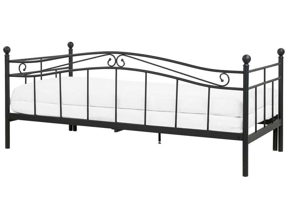 Rama łóżka rozkładana czarna metalowa 90/180x200