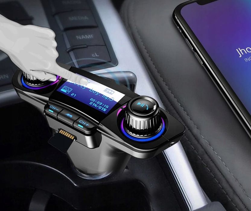 Transmiter FM Bluetooth QIKtech T01 z Ładowarką pendrive SD 2X USB