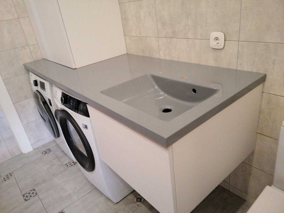 Умивальник інтегрований литий зі стільницею (столешня) на тумбу