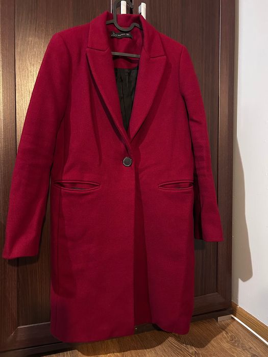 Płaszcz ZARA r.S burgundowy