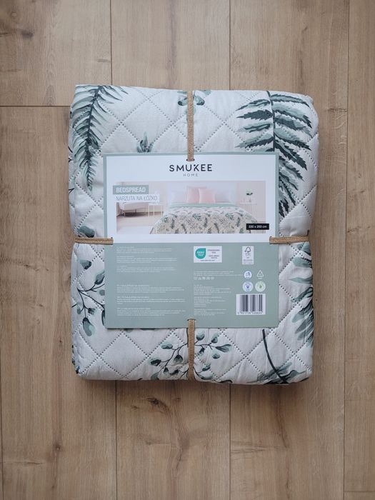 NOWA narzuta na łóżko Smukee Home 220x200cm kremowa w liście