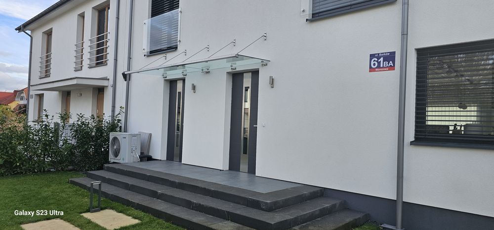 Daszek szklany nad drzwi okucia nierdzewne szkło 66.4 vsg esg