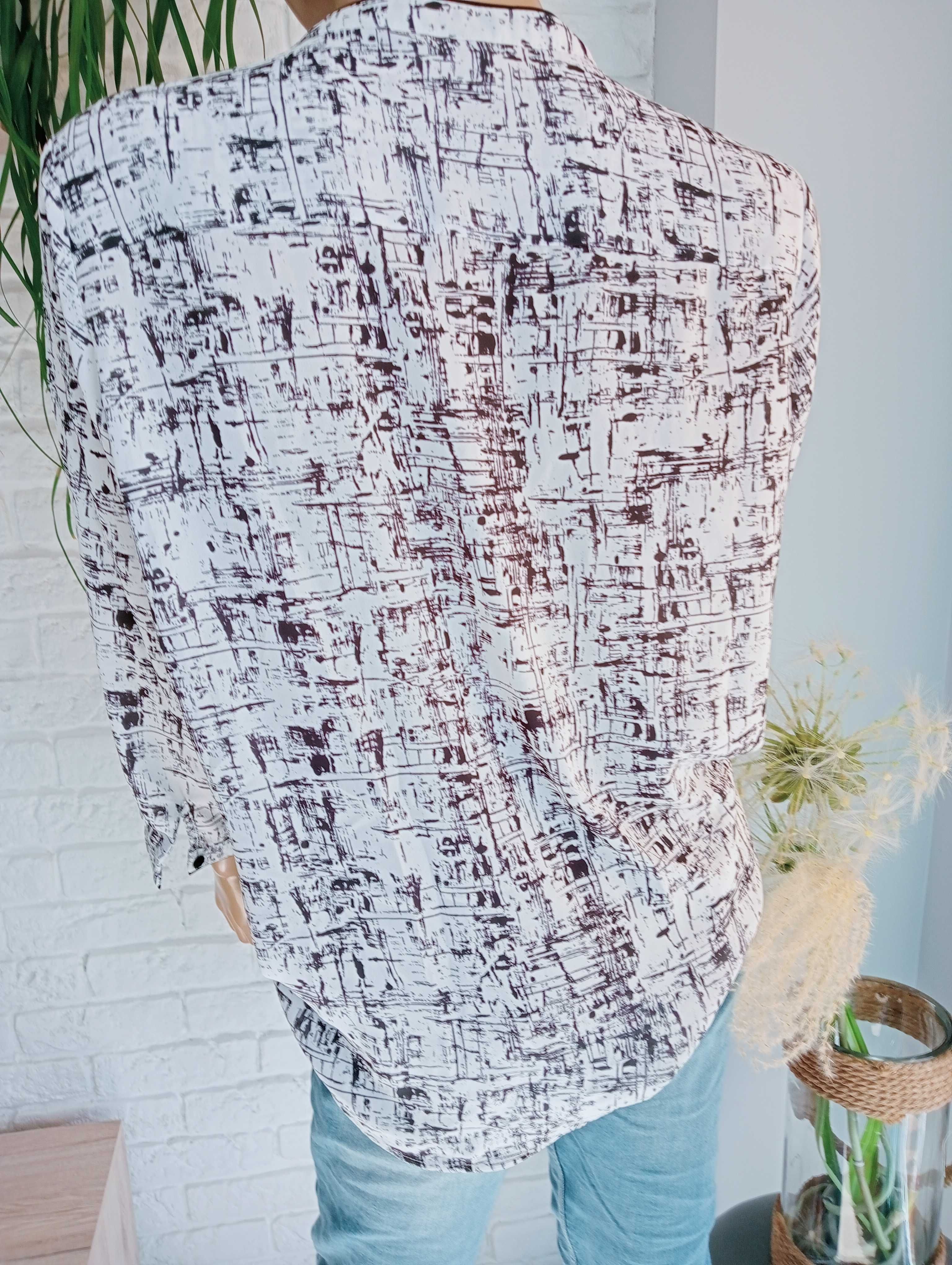 Bluzka damska z długim rękawem czarno-biała 46/3XL/18 H&M
