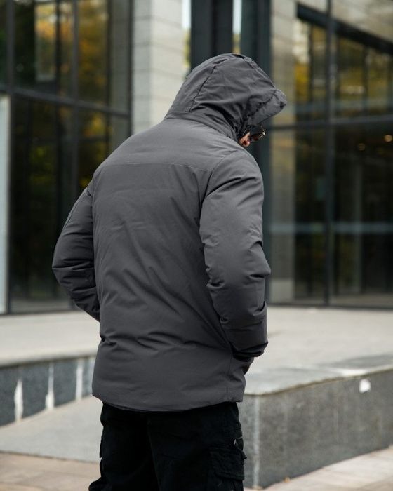 куртка чоловіча з капюшоном графіт демісезон зима/мужская куртка серая