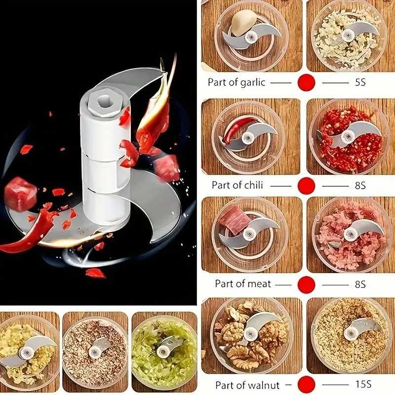 Picador Elétrico Portátil de 250ml com Lâminas Afiadas