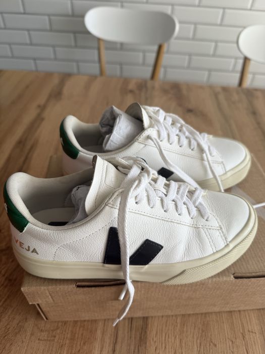 Veja Campo Chromefree Leather Sneaker White Green Black, 36