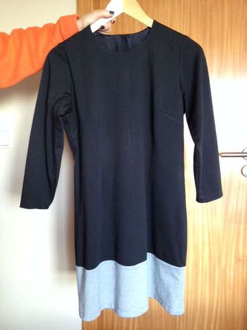 vestido classico preto e cinza senhora