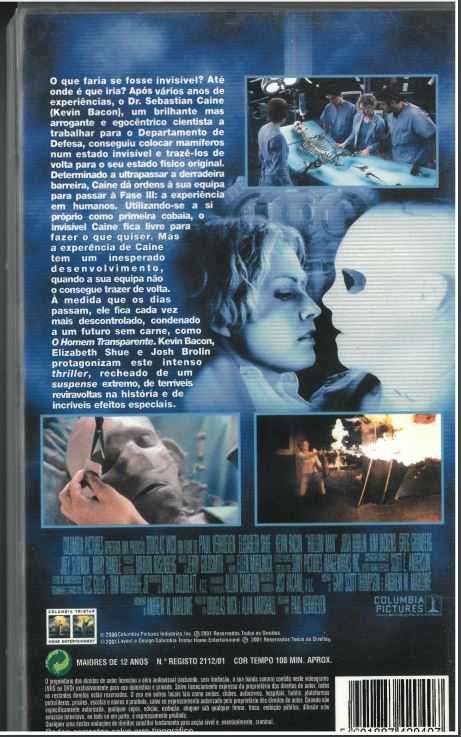 Filme VHS O Homem Transparente 2001