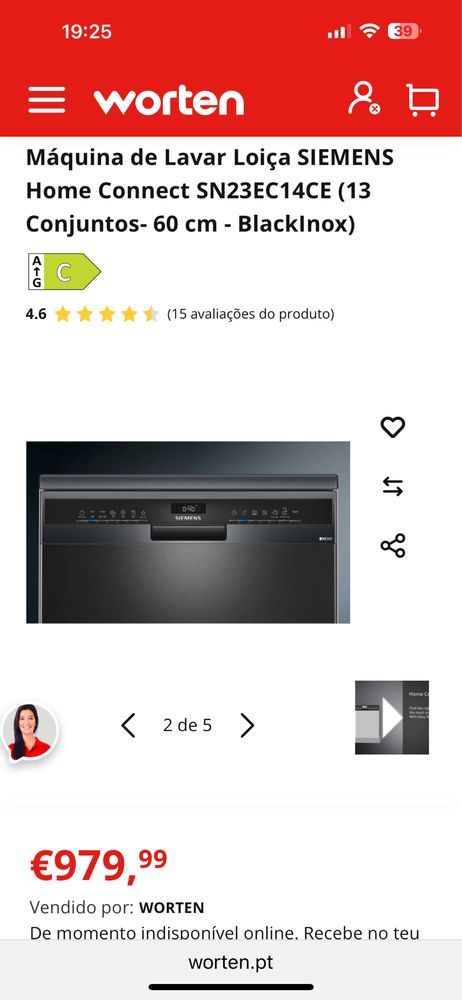 Maquina de lavar loiça Siemens SN23EC14CE