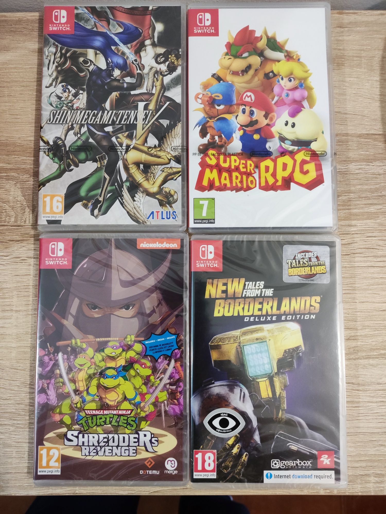 Pack jogos selados nintendo switch TMNT, Mário shin megami