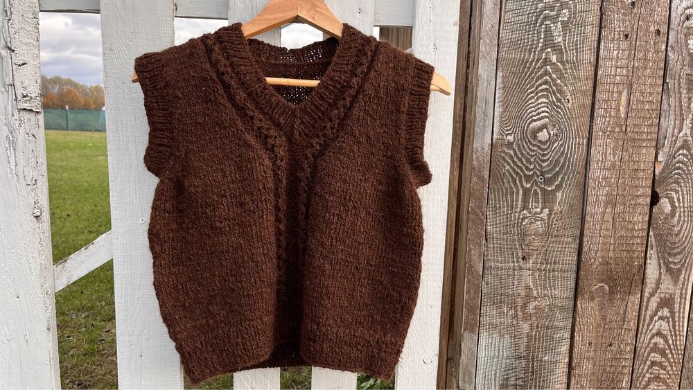 Kamizelka damska wełna alpaka 100% S ręcznie robiona handmade