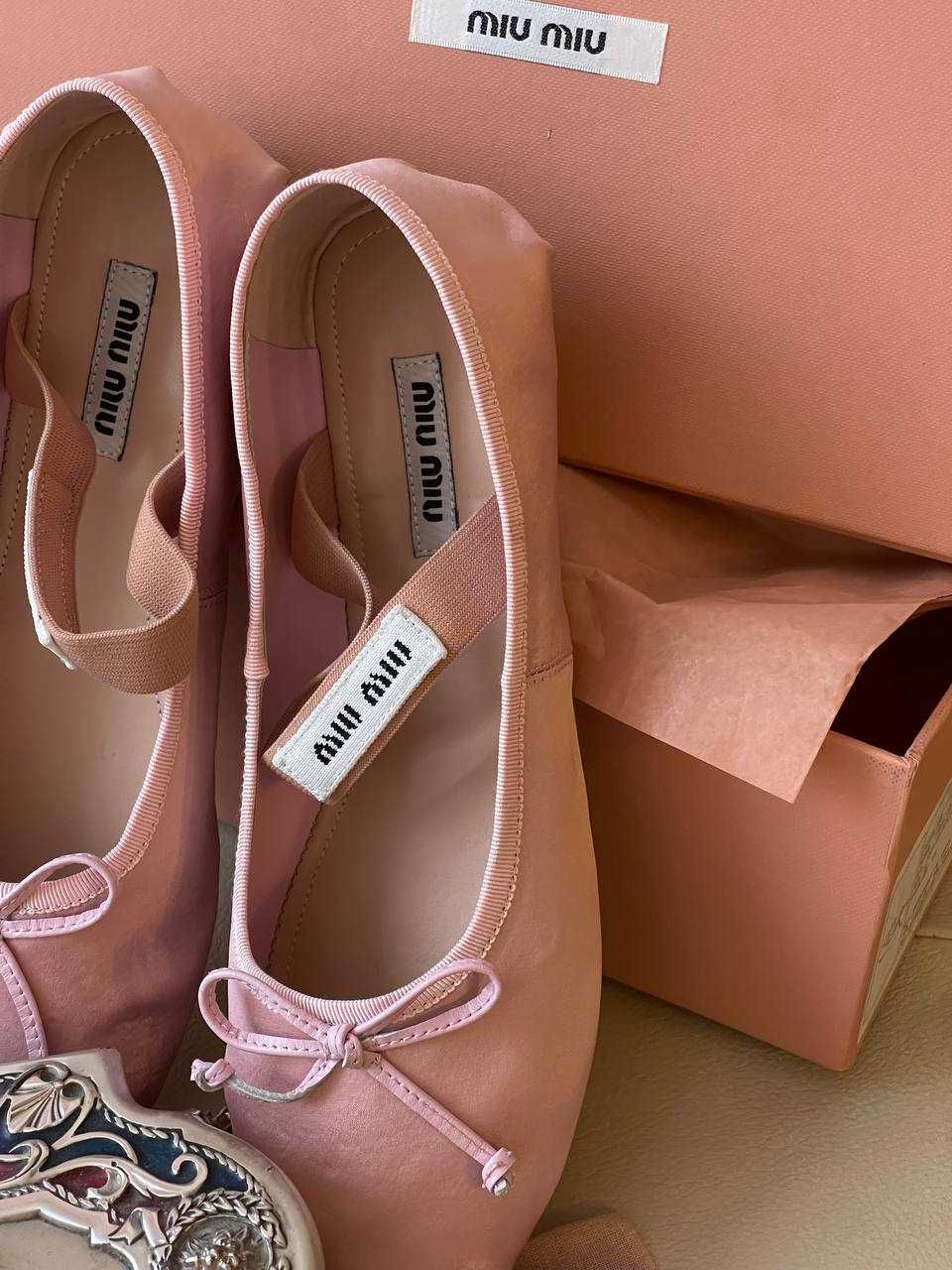 Satynowe Balerinki Miu Miu!Różowe OD RĘKI 36-41! PREMIUM