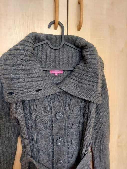 Sweter damski elegancki długi szary RAVEL rozmiar M