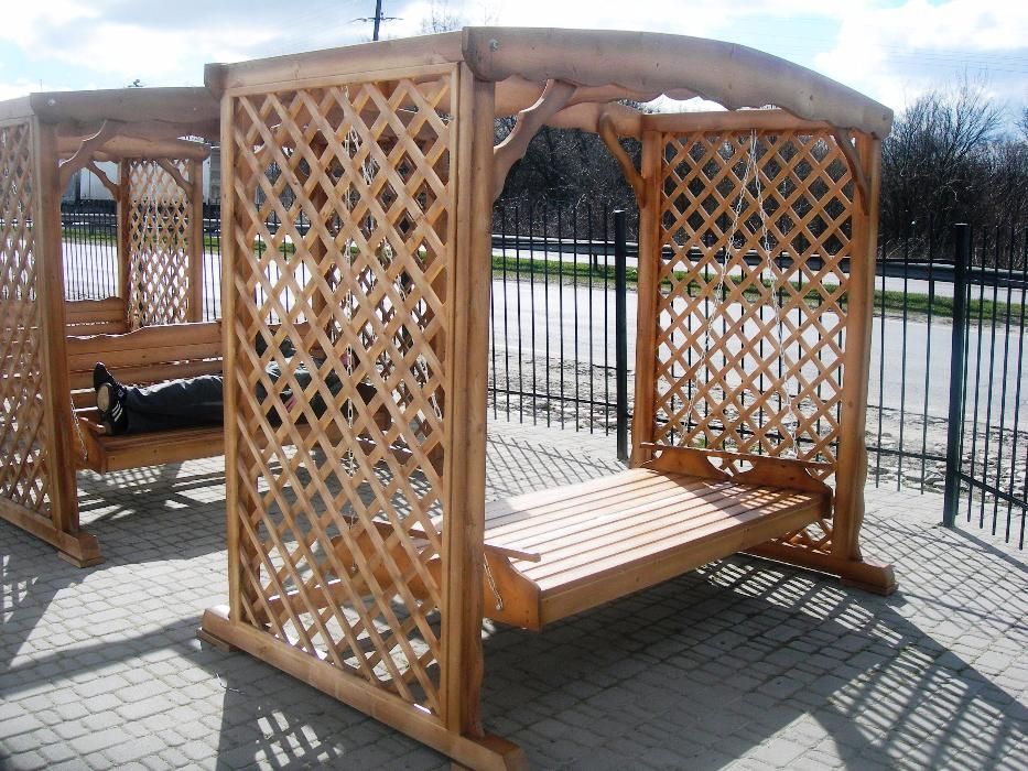 Гойдалки садові розкладні диван матеріали сосна ясен дуб від виробника