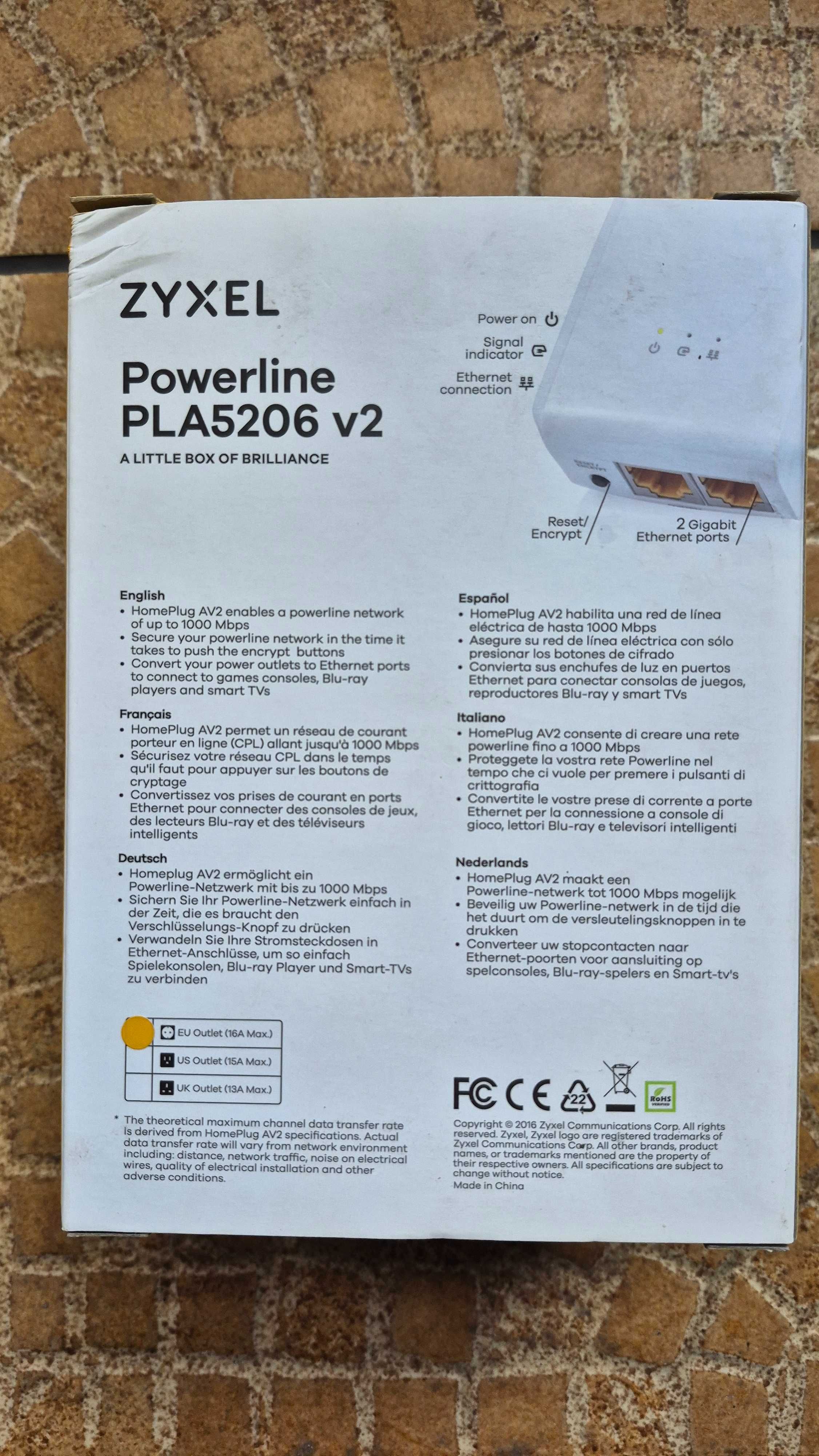 Zyxel Powerline PLA5206 v2 1000 Mbps Adapter Sieciowy - Nowy!