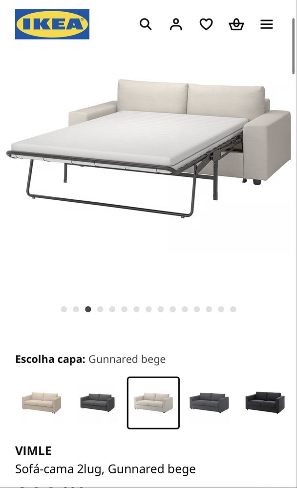 Sofá cama VIMLE IKEA novo
