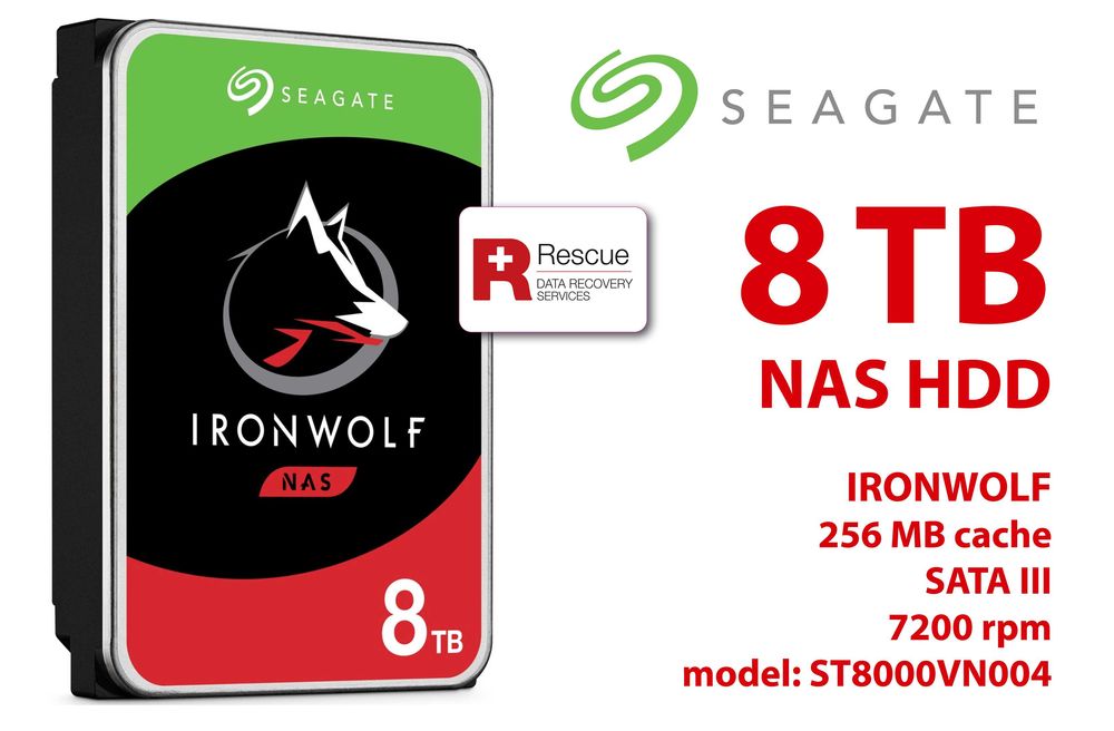 NOWY! Dysk Seagate Ironwolf ST8000VN004 (NAS) 8TB 3,5" SATA
