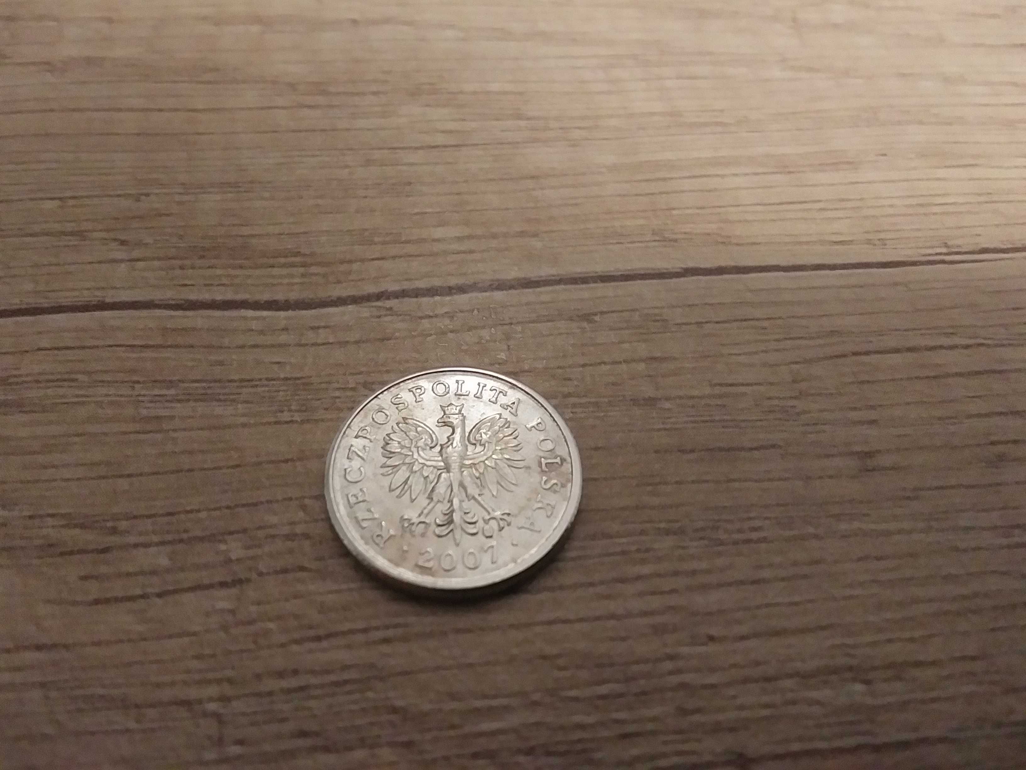 Skrętka moneta obiegowa 20 gr groszy 2007 destrukt skręcona groszówka