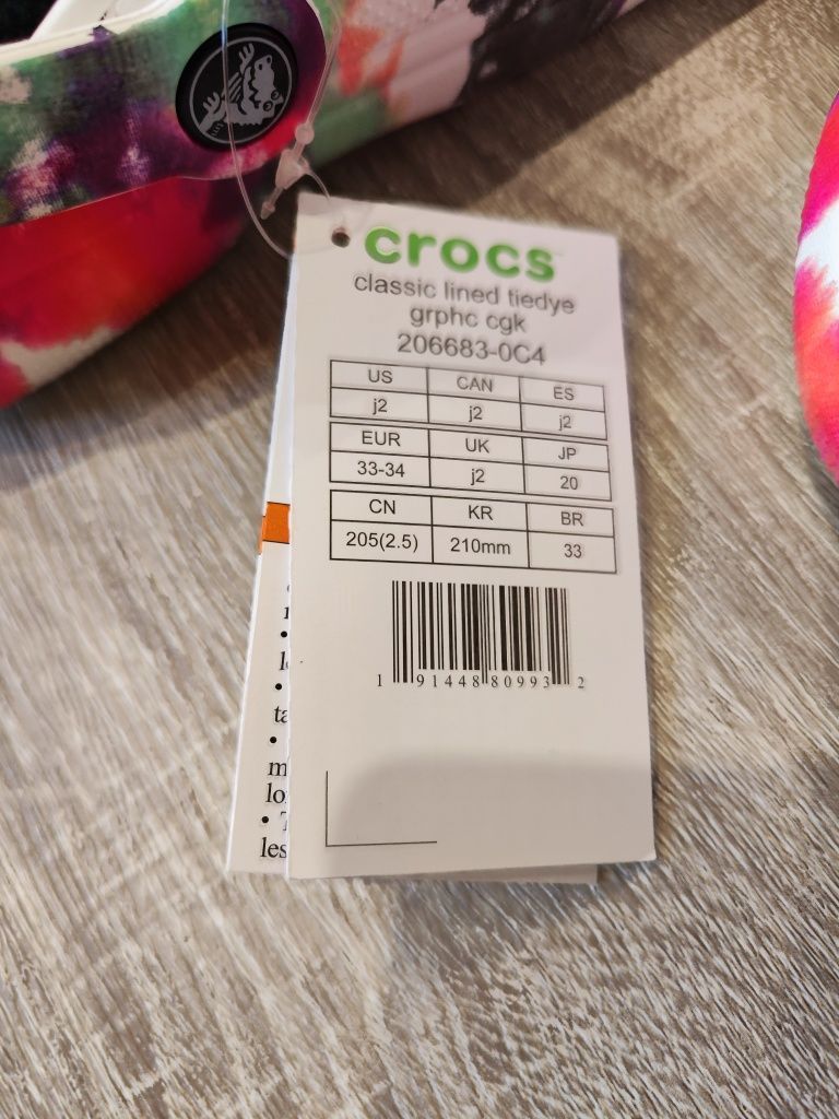 Crocs ocieplane, rozmiar EUR 33-34, wkładka 21 cm zmierzona, nowe z me