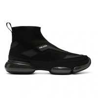 Prada Black Sport Knit High-Top Sneakers