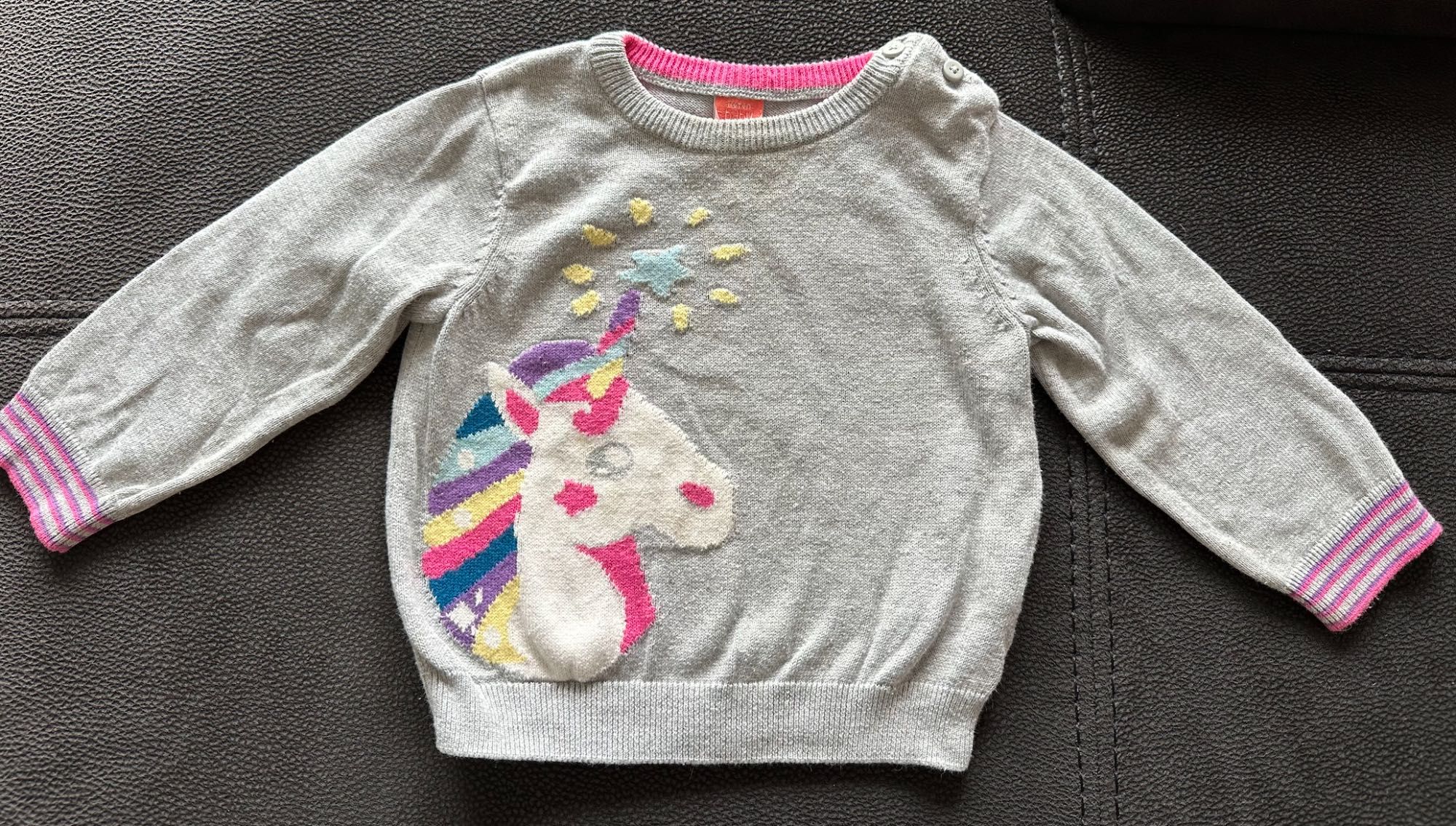 Camisola Cinza/Rosa Unicórnio 9-12M