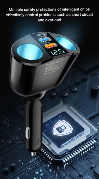 В підкурювач двопортовий адаптер з дисплеєм напруги