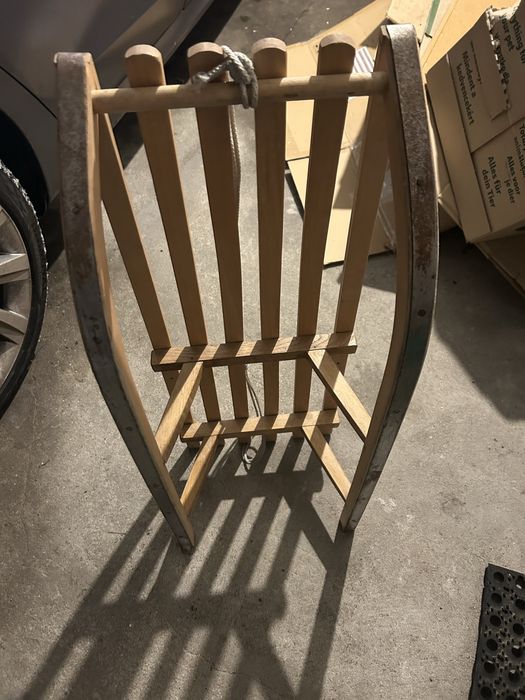 sanki drewniane na metalowych plozach