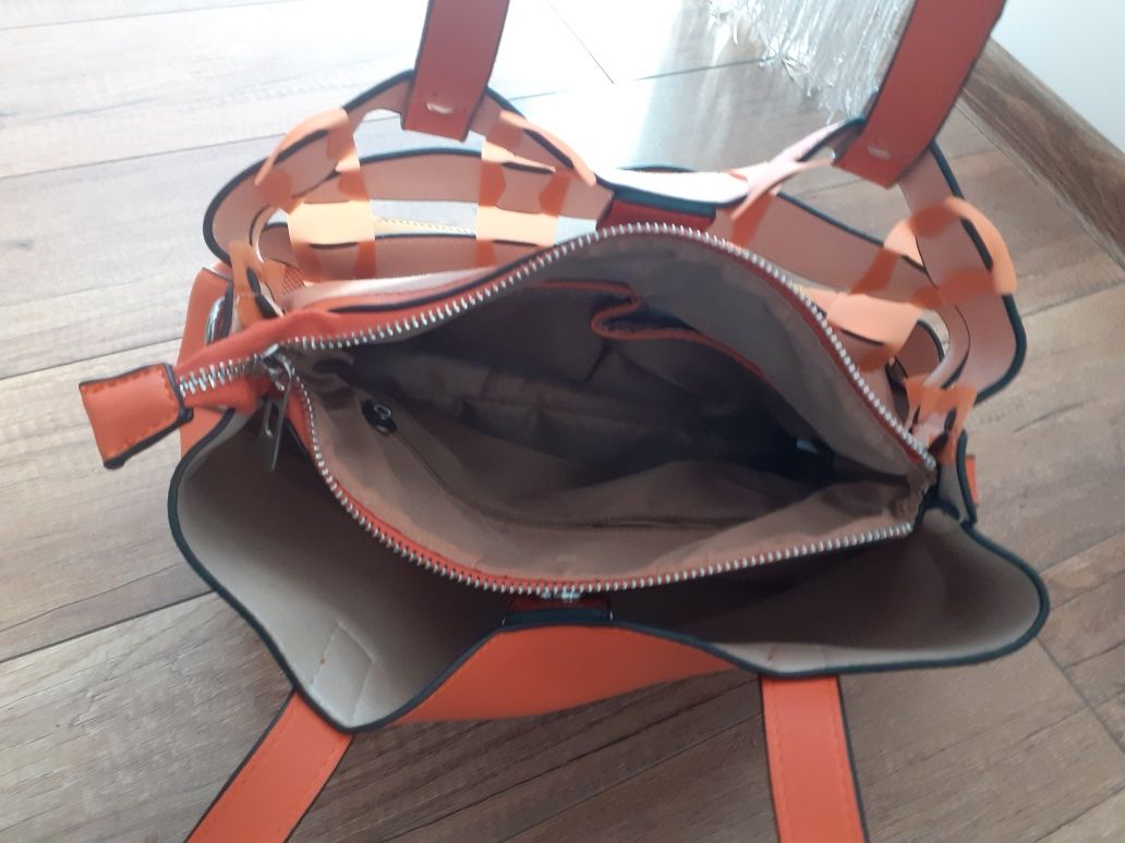 Torebka super design, ochra i pomarańcz