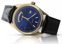 Złoty zegarek uniseks niebieska tarcza 14k 585 Geneve Wrocław