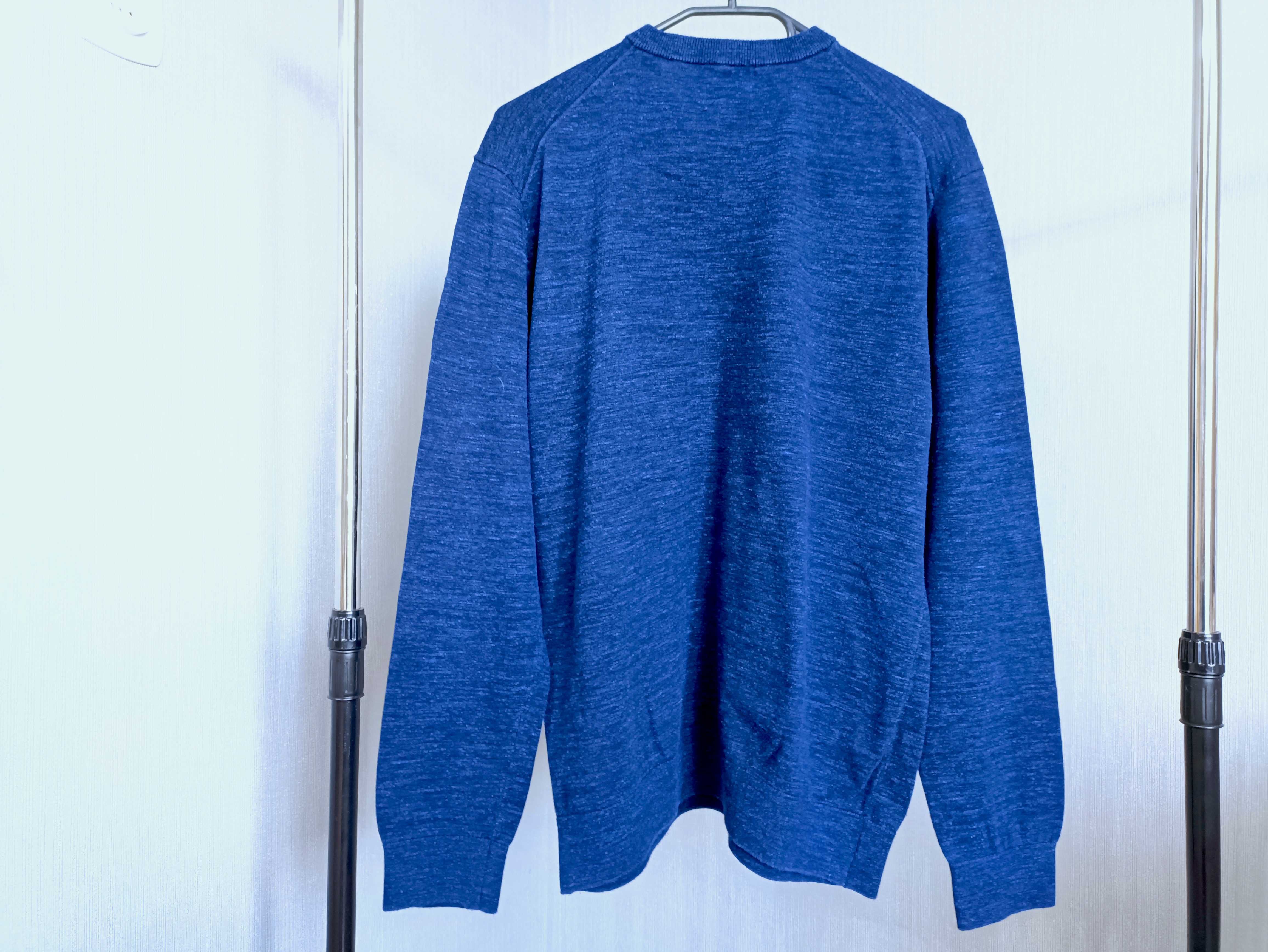 H&M granatowy sweter damski z dekoldem w kształcie V roz. L stan bdb