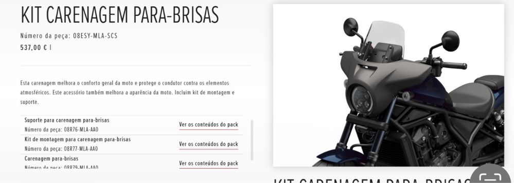 Honda cmx 1100 Kit Carenagem para brisas