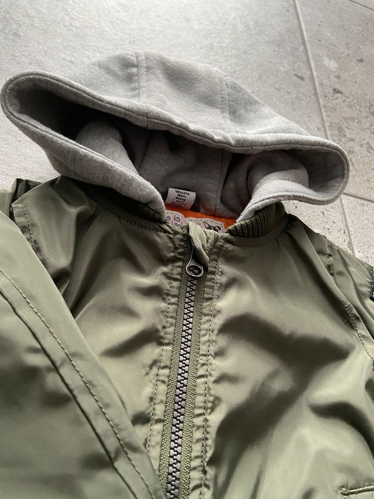 Kurtka zielona/khaki/oliwkowa z kapturem dla chłopca DopoDopo 74