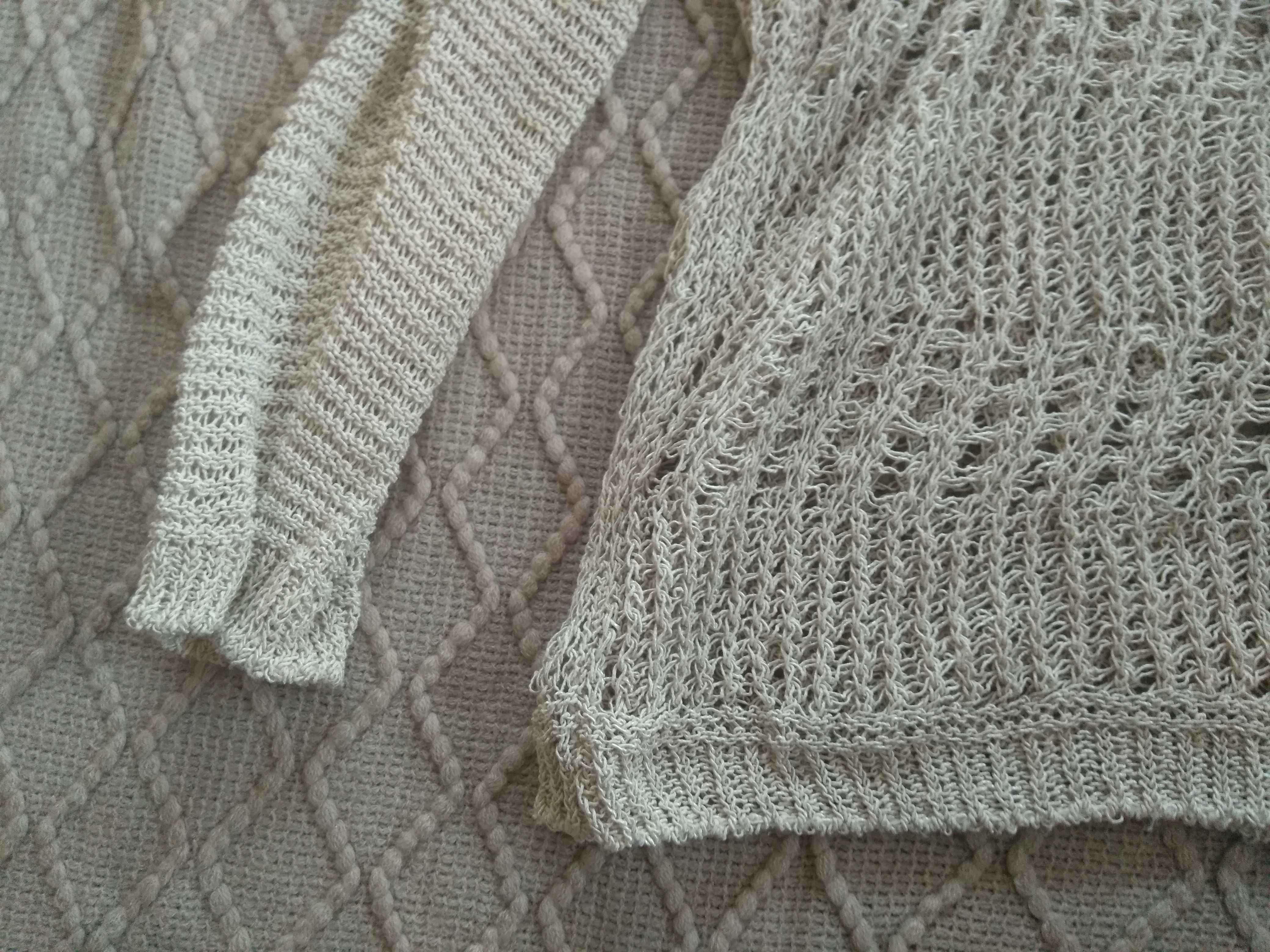 Sweter ażurowy plus size 48 beż
