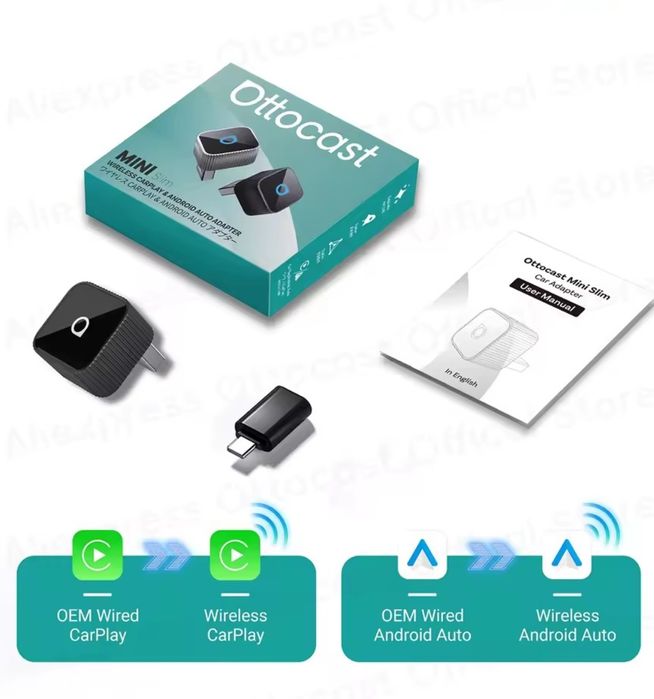 Беспроводной адаптер Otocast Mini Slim для CarPlay / Android Auto