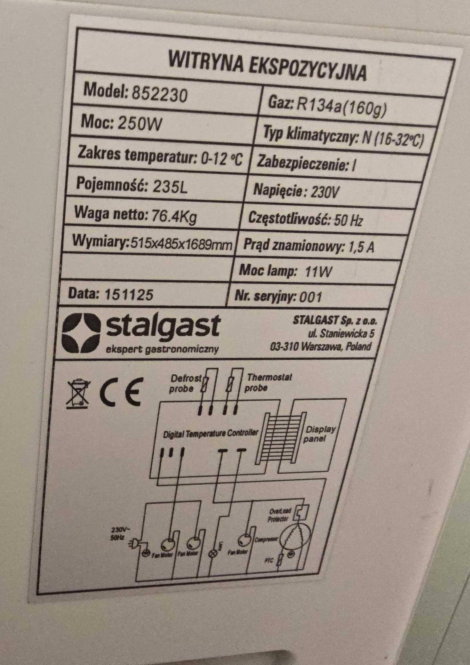 2 używane witryny chłodnicze 235l STALGAST