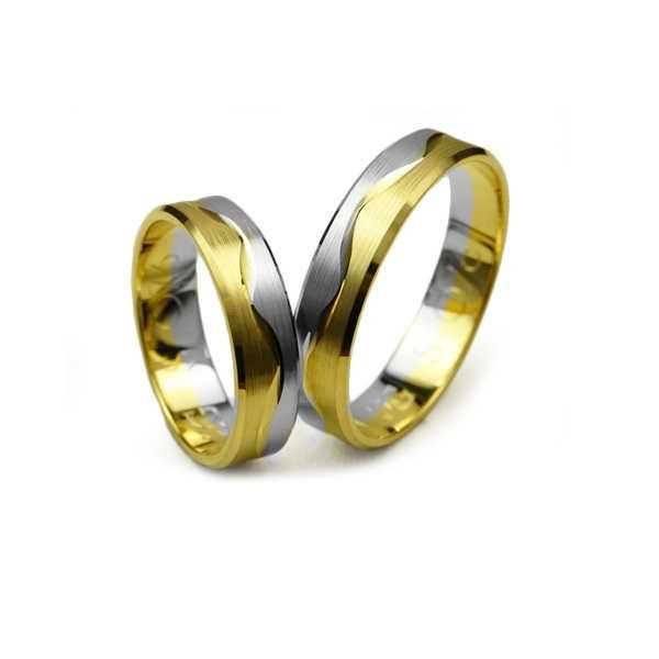 Obrączki ślubne złote dwukolorowe 5mm pr 585 białe żółte goldrun bytom