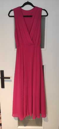 Sukienka różowa midi plisowana rozmiar uniwersalny stan idealny