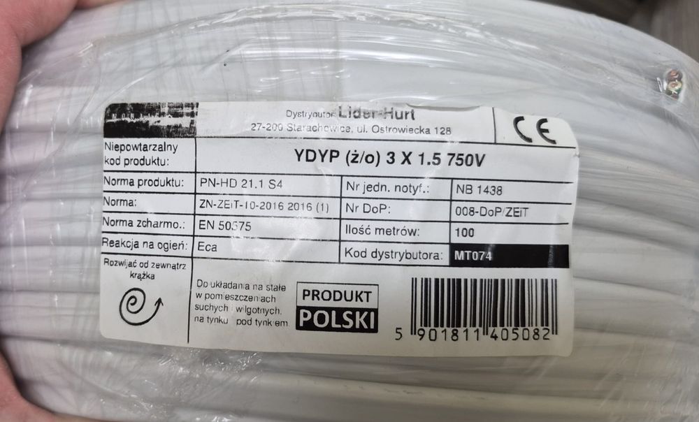 Kabel 3x1,5 płaski