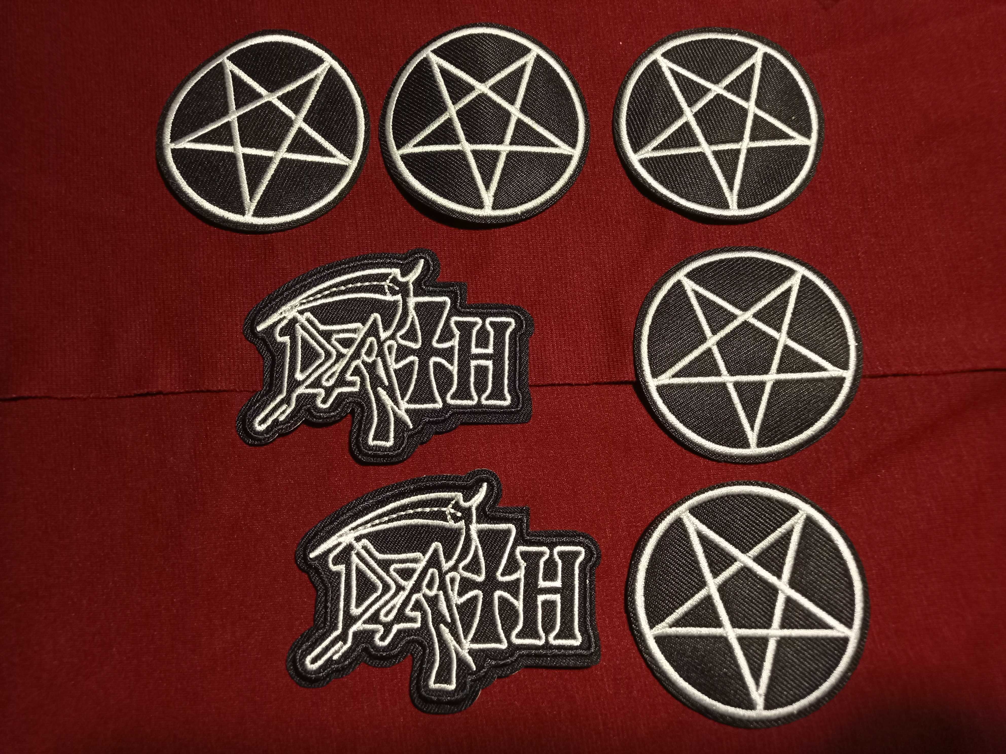 Patches emblemas Death e pentagrama invertido