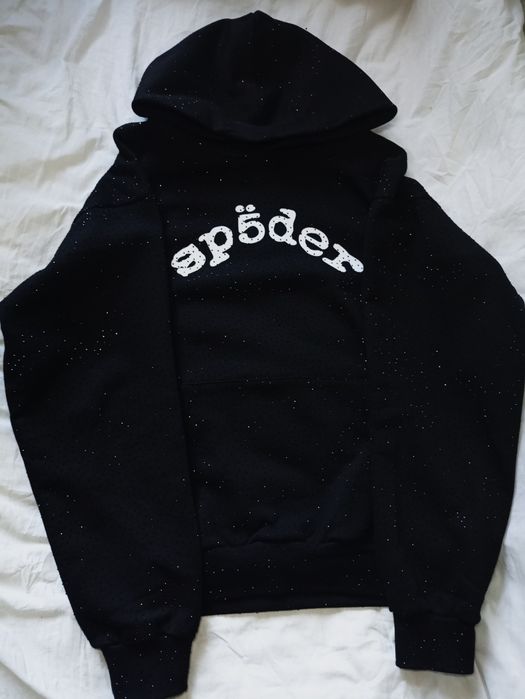 Sp5der Rhinestone VVs Hoodie Black Size M - Худі Спайдер