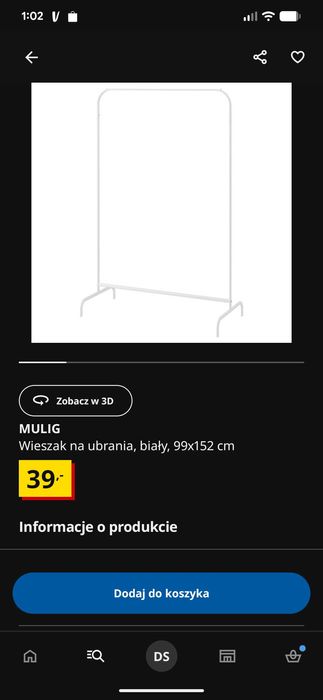 Dwa stojaki, wieszaki Ikea